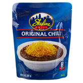 Skyline Chili pouch frente mostrando etiqueta y beneficio práctico de uso rápido