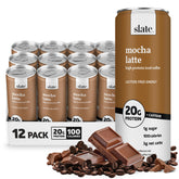 Slate lata frontal Mocha Latte mostrando diseño y cantidad 11 fl oz