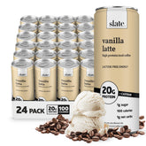 Slate lata frontal del Vanilla Latte mostrando diseño y conveniencia