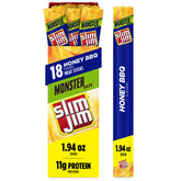 Slim Jim paquete frontal 18 unidades mostrando conveniencia y sabor