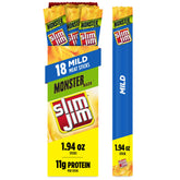 Slim Jim empaque frontal mostrando paquete de 18 unidades, práctico para despensa