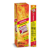 Slim Jim paquete frontal mostrando 24 palitos y conveniencia para snacks