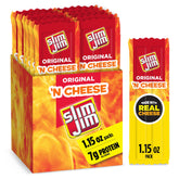 Slim Jim caja de 14 unidades mostrando empaque y conveniencia