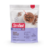 SlimFast envase frontal sabor Milk Chocolate mostrando marca y cantidad para consumo rápido