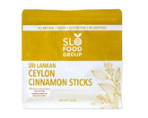 Slofoodgroup paquete frontal de canela Ceylán mostrando sello fresco y peso