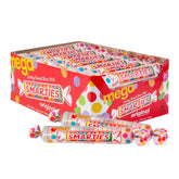 Smarties caja frontal mostrando la marca y cantidad, ideal para eventos