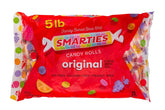 Smarties frente de empaque mostrando la bolsa de 5 lb y variedad, marca Smarties para eventos