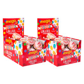 Smarties piruleta frontal mostrando dos sabores y colores vibrantes, ideal para fiestas