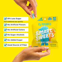 SmartSweets porción en mano ilustrando tamaño y control de porción