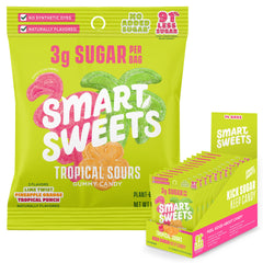 SmartSweets frontal del paquete mostrando la marca y beneficio de bajo azúcar