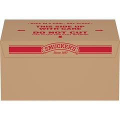 Smucker's vaso junto a cuchara para comparar tamaño de porción