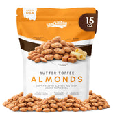 Snackathon bolsa frontal mostrando almendras toffee crujientes y fresco aspecto