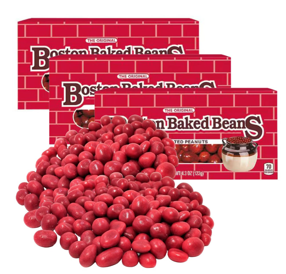 Snacks Boston Baked Beans empaque frontal mostrando el pack de 3 para compartir