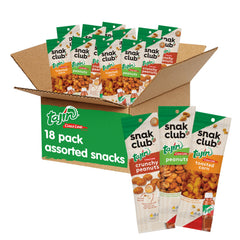 Snak Club frente del empaque variedad Tajin mostrando 18 bolsas, ideal para llevar