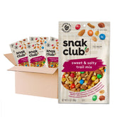 Snak Club frente del paquete mostrando mezcla dulce y salada y facilidad para llevar