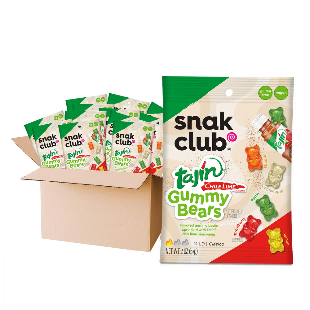 Snak Club ositos de fruta en paquete frontal, mirada rápida del contenido y conveniencia