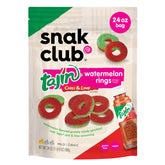 Snak Club bolsa frontal que muestra diseño y 24 oz, ideal para compartir