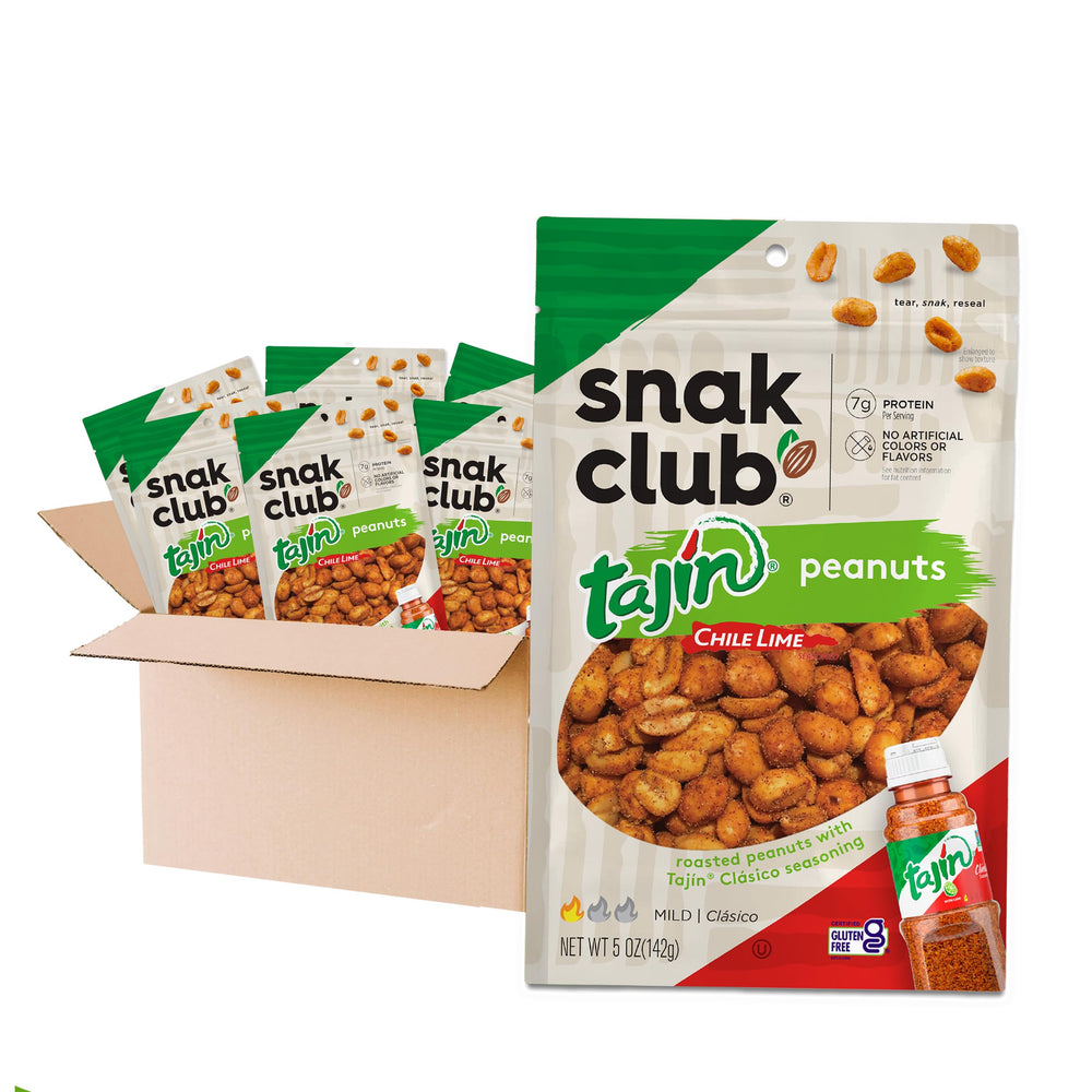 Snak Club frente del empaque mostrando bolsa resellable y marca