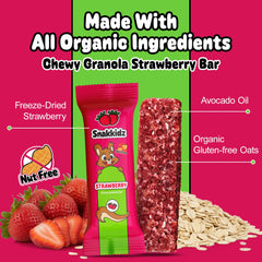 Snakkidz ingredientes: avena orgánica y fresa que aportan sabor natural