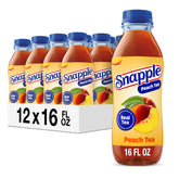 Snapple botella frontal pack mostrando marca y durazno, bebida refrescante