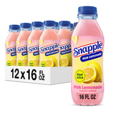 Snapple botella frontal mostrando etiqueta y color rosa y refrescante