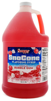 SNAPPY jarabe bubble gum frente del envase, presentación de 1 galón y uso profesional