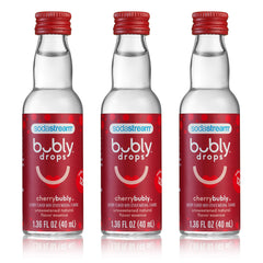 SodaStream bubly Drops cereza frasco frontal muestra tamaño y diseño