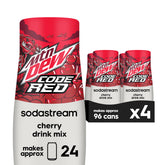 SodaStream Mtn Dew Code Red frente muestra botella y diseño atractivo