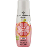 SodaStream frasco frontal pomelo rosa mostrando etiqueta y tamaño, fácil conservación