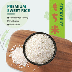 Soeos arroz al vapor demostrando elasticidad ideal para mochi