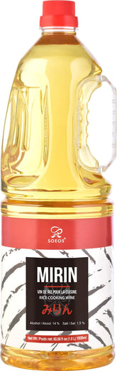 Soeos mirin botella frontal con diseño claro y práctica apertura