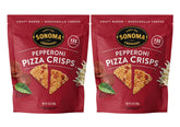 Sonoma Creamery paquete frontal de Pizza Crisps Pepperoni mostrando diseño y ventaja keto