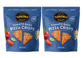 Sonoma Creamery empaque frontal de Pizza Crisps tomate albahaca mostrando sabor y beneficios keto