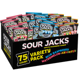 Sour Jacks frente del empaque mostrando 75 bolsitas para compartir