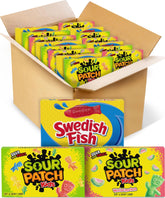 Sour Patch Kids y Swedish Fish frente del pack mostrando variedad y conveniencia