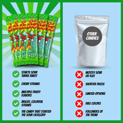 Sour Power paquete abierto con pajitas listas para consumo inmediato