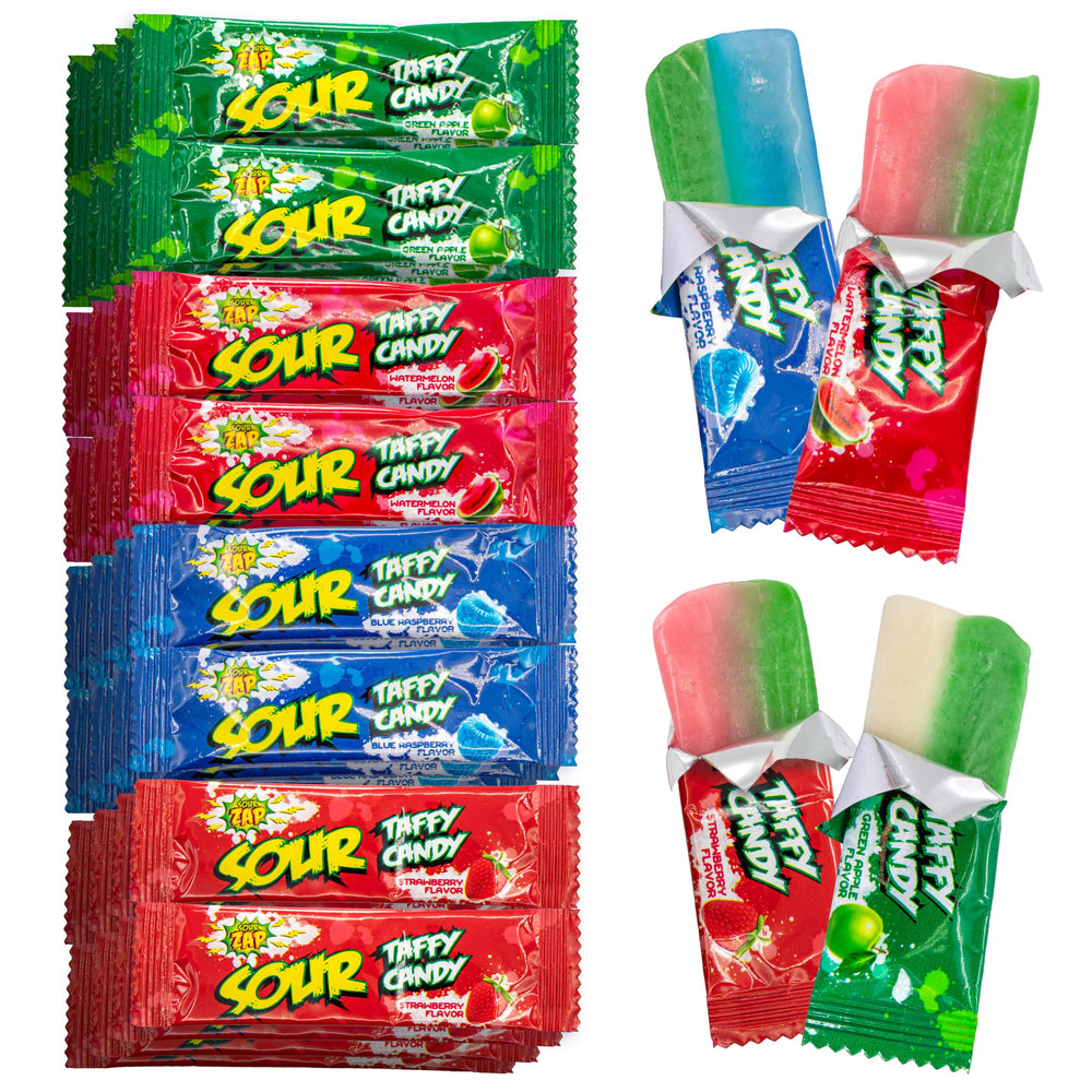 SOURZAP bolsa frontal mostrando mezcla surtida y fácil reparto