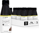 Soylent botella frontal Cafe Mocha mostrando diseño y beneficio práctico