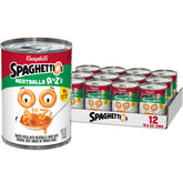 SpaghettiOs lata frente mostrando diseño y conveniencia para familias