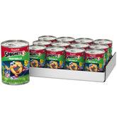 SpaghettiOs frente de la lata mostrando etiqueta y tamaño práctico