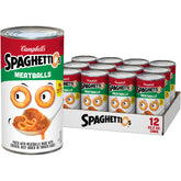 SpaghettiOs lata frontal mostrando diseño y tamaño práctico