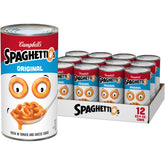 SpaghettiOs lata frontal mostrando diseño y conveniencia