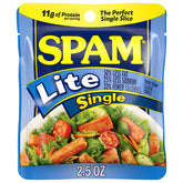 SPAM Lite frontal del paquete mostrando sobres individuales y conveniencia