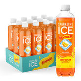 Sparkling Ice botella frontal mostrando etiqueta y burbujas, refresca sin azúcar
