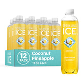 Sparkling Ice botella frontal Coconut Pineapple mostrando sabor tropical y refresco sin azúcar