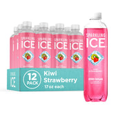Sparkling Ice botella frontal mostrando sabor kiwi fresa y beneficio refrescante