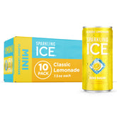 Sparkling Ice lata frontal Classic Lemonade mostrando etiqueta y tamaño práctico