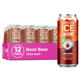 Sparkling Ice root beer vista frontal mostrando lata y etiqueta, refresco sin azúcar