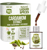Spice Drop frasco frontal del extracto de cardamomo con aspecto puro y compacto