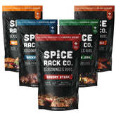 Spice Rack Co. frontal del pack mostrando los cinco frascos y variedad
